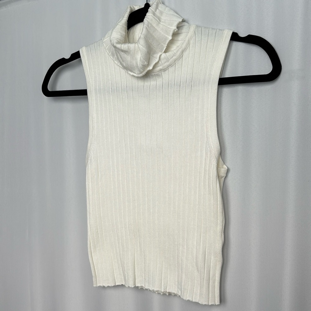 White Turtle Neck Top